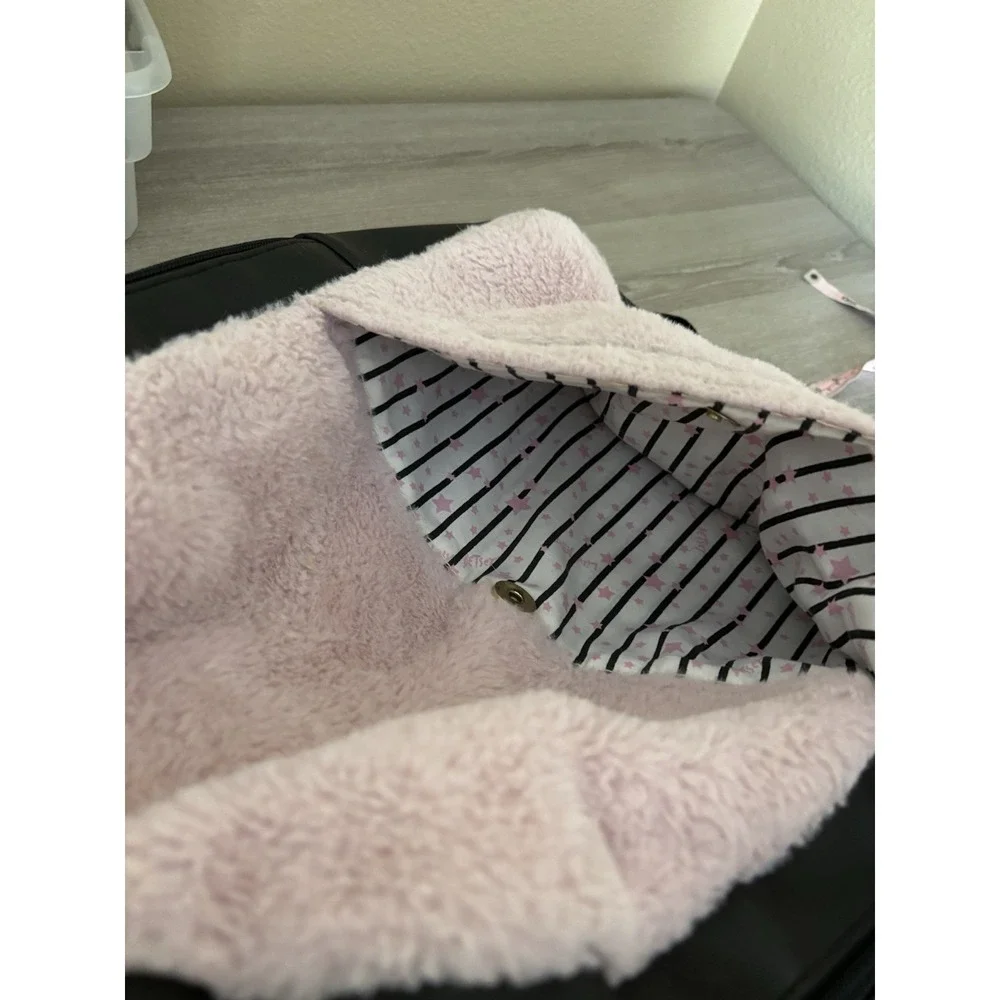 Betsey Johnson‎ Fuzzy Furry Hoodie Backpack bag School Soft Plush Pink Travel